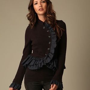 Free People Military Ruffle Jacket